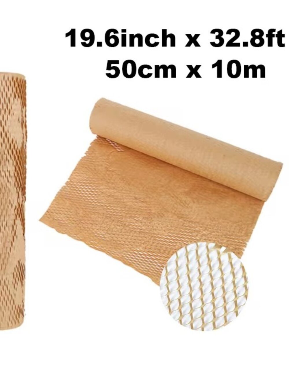 2 Pack Brown Honeycomb Packing Paper Total 19.6 inches x 20 meter.